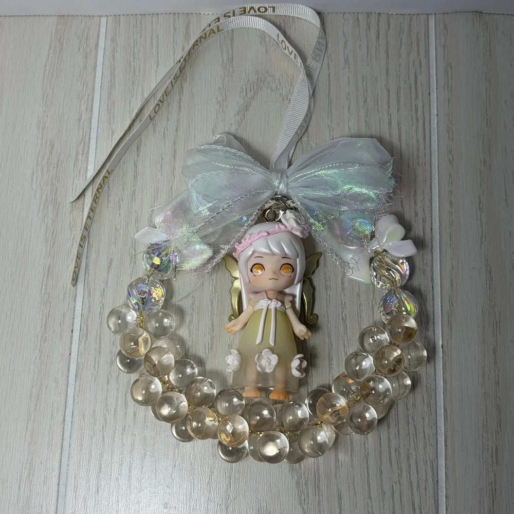 Rooyie Ancient Beasts Flower Fairy Figure Handmade Wreath Ornament White Decor